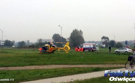 Spadł z wysokości pięciu metrów. Helikopter w akcji - FILM, FOTO