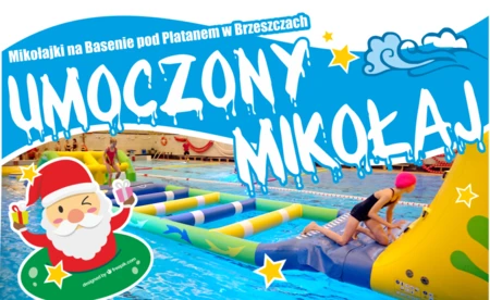 Umoczony Mikołaj na basenie pod Platanem