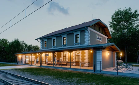 Nowa poczekalnia, parkingi i zieleń przy dworcu w Zatorze - WIZUALIZACJA