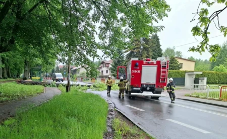 Drzewo blokuje ulicę Żeromskiego w Kętach