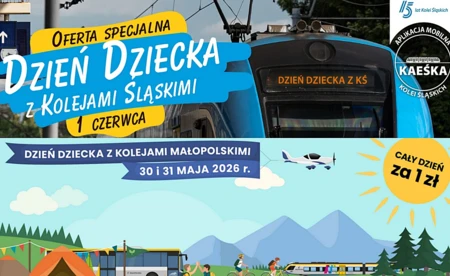 Na Dzień Dziecka przejazdy za złotówkę Kolejami Małopolskimi i Kolejami Śląskimi