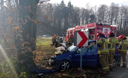 Młody kierowca rozbił się na drzewie w Jawiszowicach