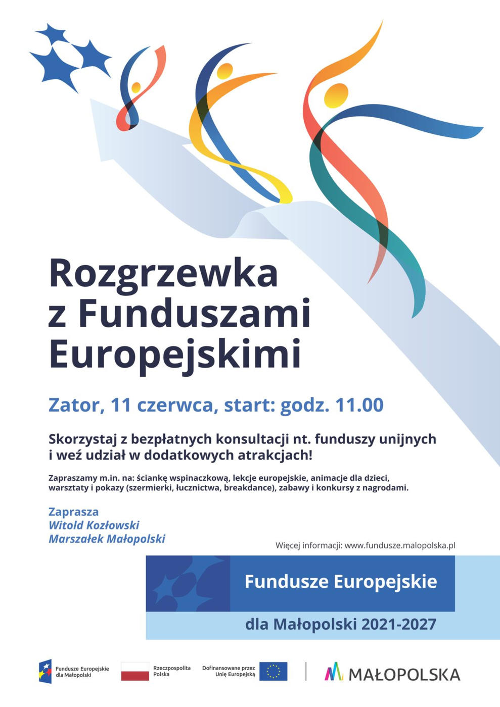 W niedzielę 11 czerwca warto wyruszyć na zatorski rynek, gdzie 11 czerwca odbędzie się "Rozgrzewka z Funduszami Europejskimi". 