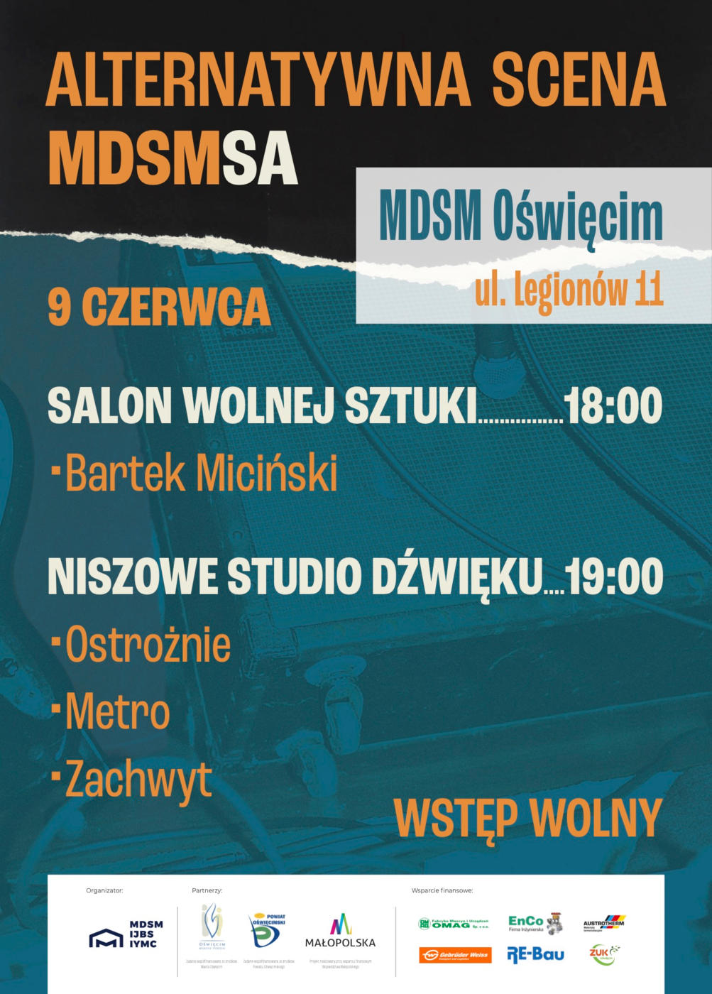 W piątek 9 czerwca Międzynarodowy Dom Spotkań Młodzieży w Oświęcimiu zaprasza na Alternatywną Scenę MDSM. 