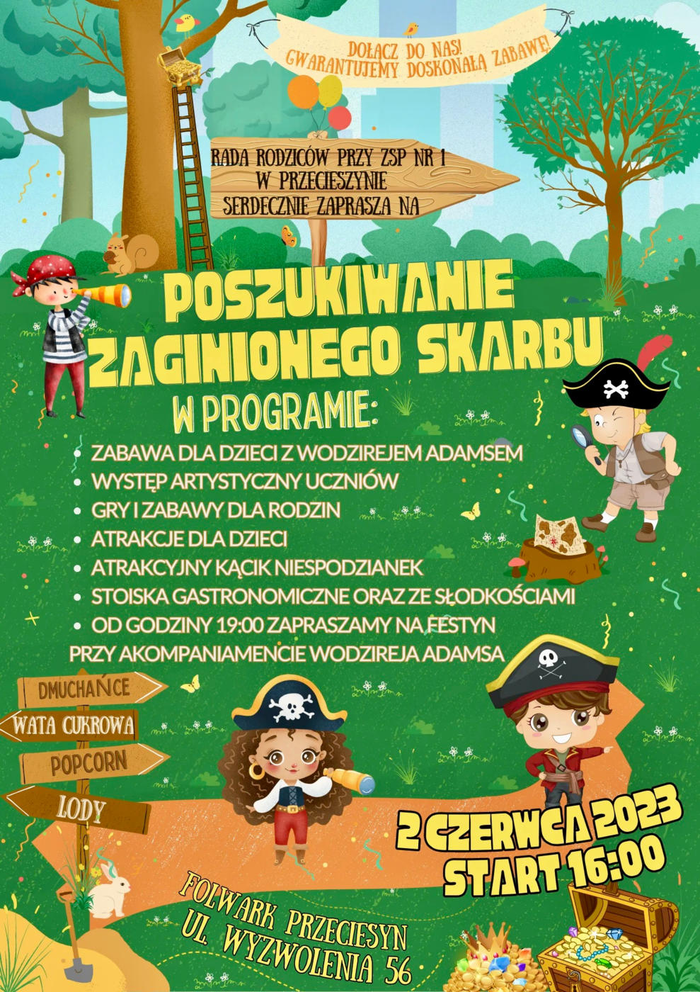 Poszukiwanie zaginionego skarbu to temat przewodni pikniku, który odbędzie się w piątek 2 czerwca w Zespole Szkolno-Przedszkolnym nr 1 w Przecieszynie.