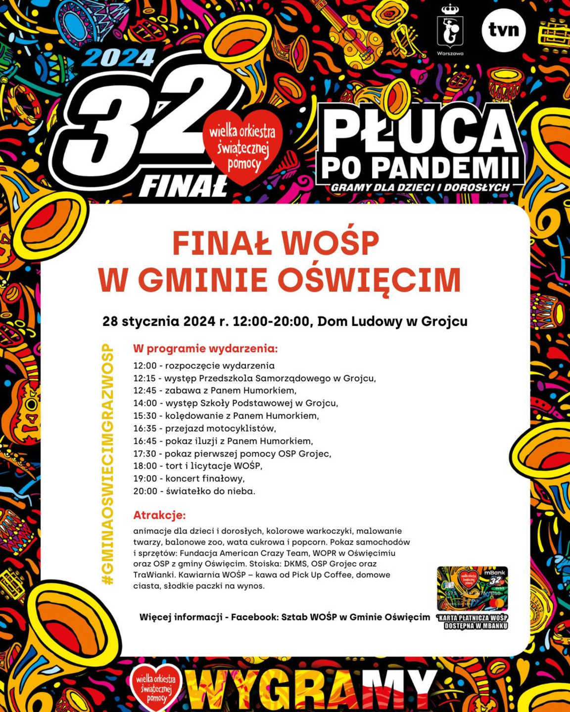 28 stycznia w godzinach 12 - 20 gmina Oświęcim stanie się miejscem 32. Finału Wielkiej Orkiestry Świątecznej Pomocy (WOŚP).