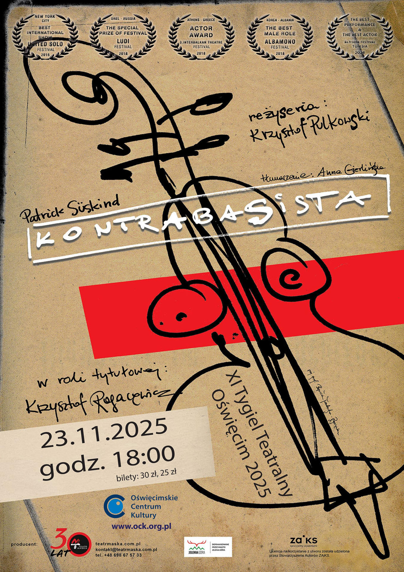 Humor i refleksja w spektaklu „Kontrabasista” w ramach Tygla Teatralnego