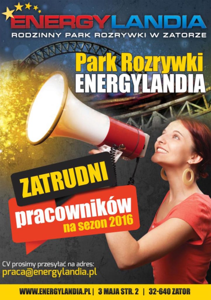 Oświęcim, Zator, Energylandia, park rozrywki, praca, pracuj.pl