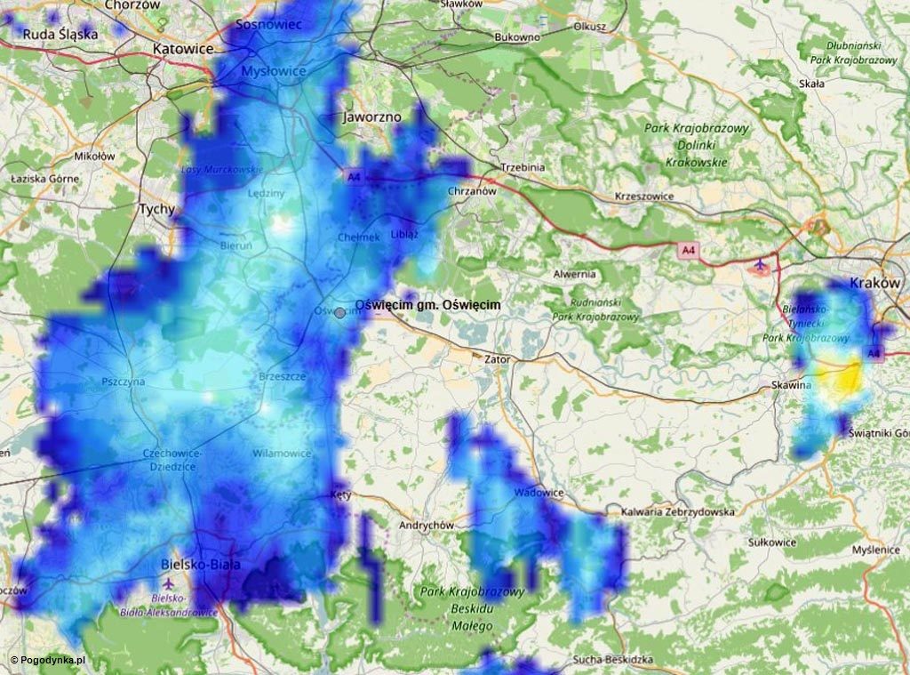 Oświęcim, burza, deszcz, wiatr, grad, burze, powiat oświęcimski