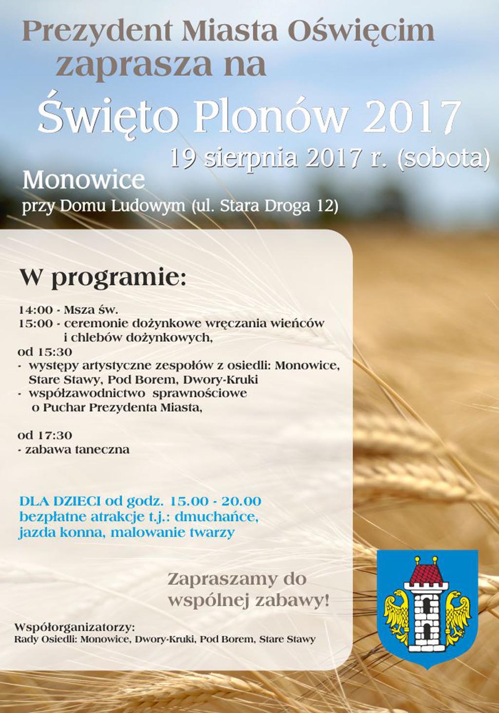 Oświęcim, dożynki, Święto Plonów, Monowice, miejskie dożynki