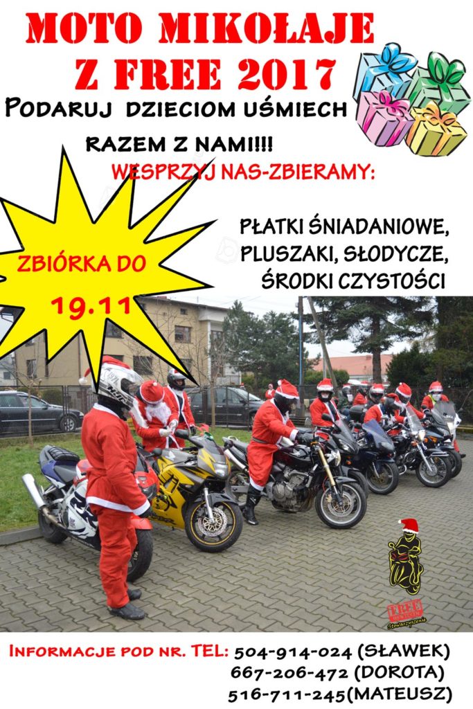 Motocykliści ze Stowarzyszenia „Free Oświęcim” organizują kolejną zbiórkę mikołajowa na rzecz dzieci. „Moto Mikołajom” patronują Fakty Oświęcim.