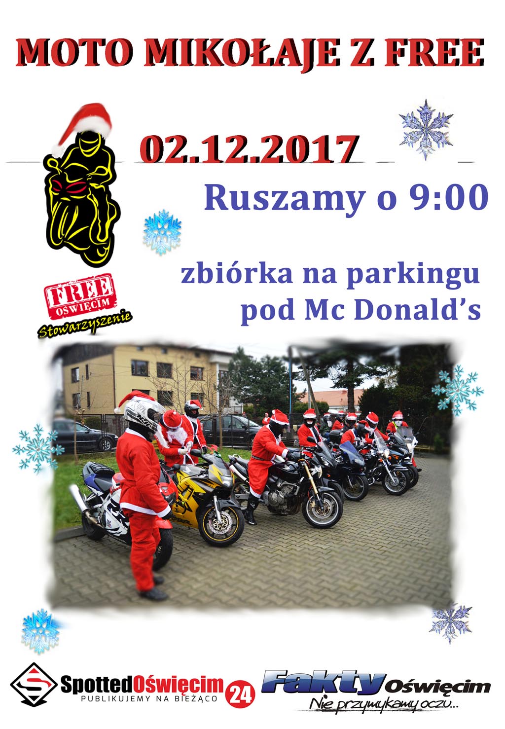 W najbliższą sobotę na drogi powiatu oświęcimskiego i nie tylko wyjadą Mikołaje na motocyklach. Projektowi patronują Fakty Oświęcim.