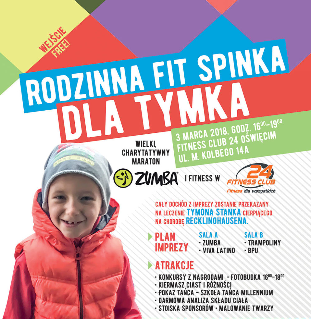 Zbliża się kolejna impreza dla Tymonka Stanka, cierpiącego na... Tym razem będzie to trzygodzinny maraton taneczno-fitnessowy, czyli Rodzinna FIT Spinka DLA TYMKA.