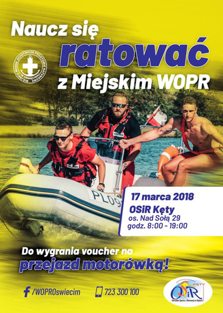 W sobotę 17 marca w godzinach 8-19 na basenie w Kętach odbędą się warsztaty „Naucz się ratować z Miejskim WOPR”.