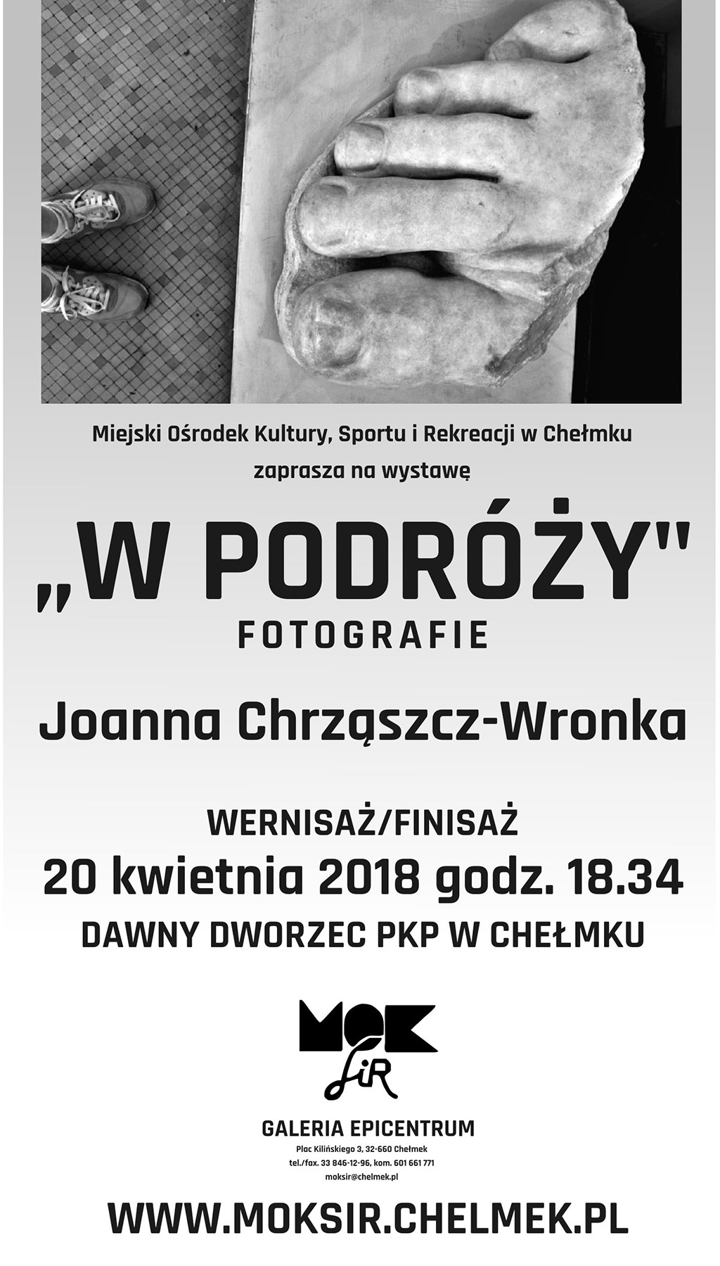 Wernisaż wystawy fotografii Joanny Chrzaszcz-Wronki "W podróży", jednorazowy pokaz prac odbędzie się w przestrzeni dawnego dworca PKP "Chełmek Fabryka" rozpocznie się w piątek 20 kwietnia o godzinie 18.34.