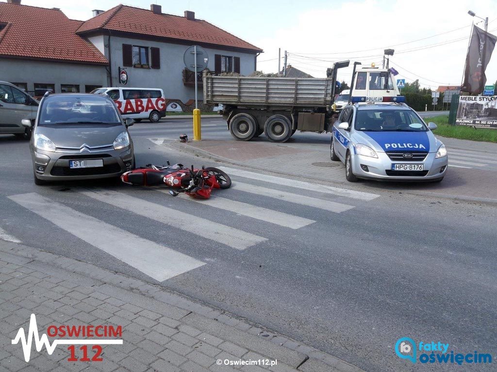 Dzisiaj rano w Kętach doszło do potrącenia rowerzystki. Natomiast około godziny 14 na Tarniówce wydarzył się wypadek z udziałem motocyklisty.