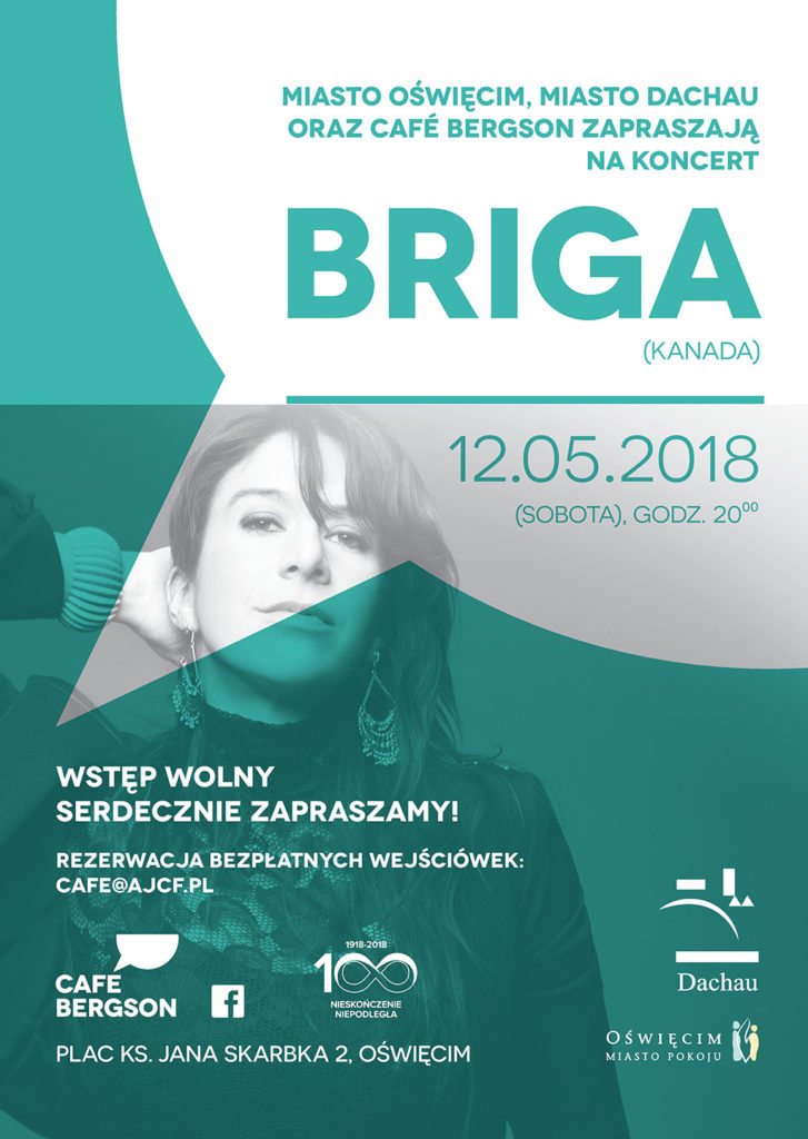 Brigitte Dajczer, czyli Briga wystąpi w sobotę 12 maja o godzinie 20 na scenie Cafe Bergson. Można rezerwować miejsca.