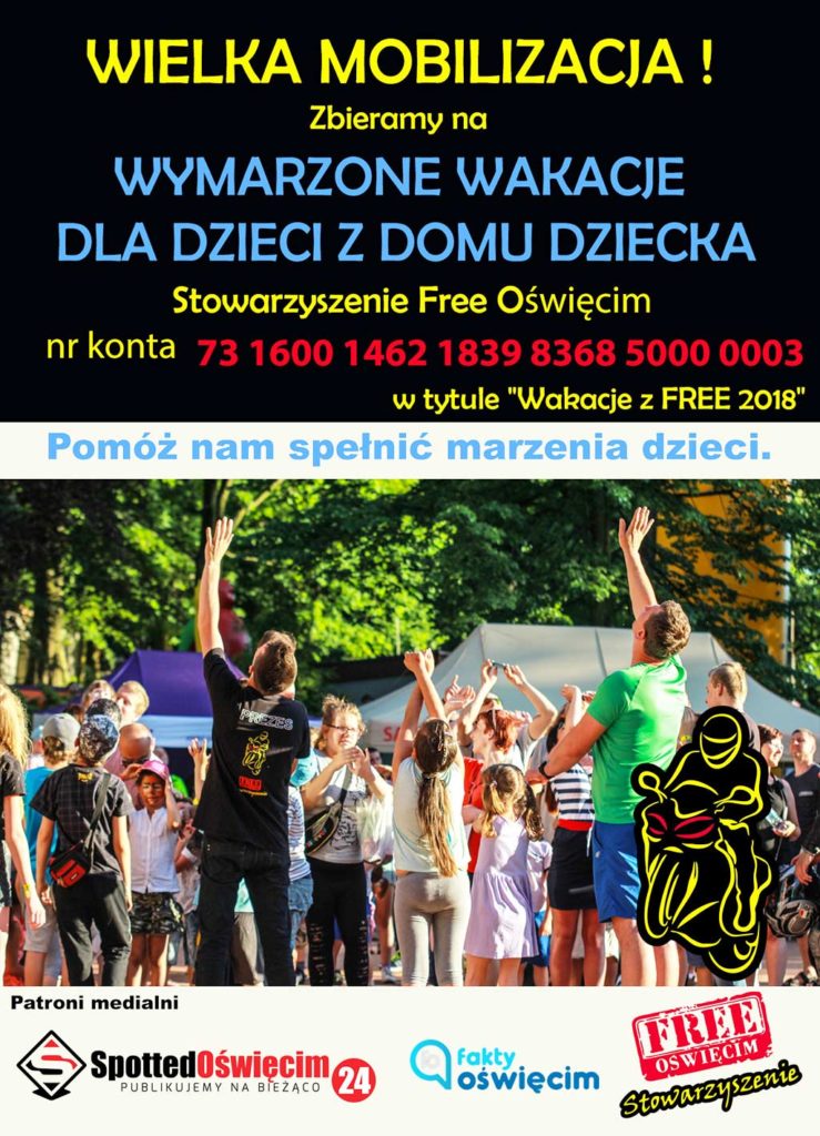 Trzeci raz Stowarzyszenie Grupa Motocyklowa FREE Oświęcim skupiająca nie tylko miłośników motocyklizmu, ale również ludzi o dobrym sercu organizują Dzień Dziecka z FREE.