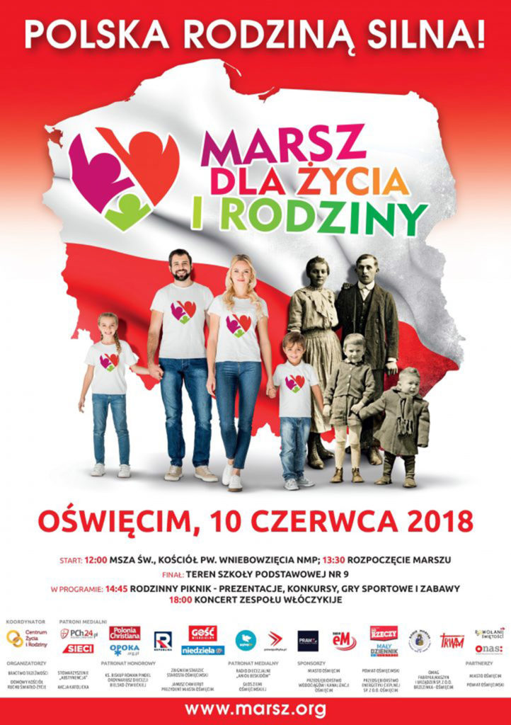 Ulicami Oświęcimia siódmy raz przejdzie Marsz dla Życia i Rodziny. Tegoroczny odbędzie się w niedzielę 10 czerwca. Jego głównym motywem będzie rodzina w 100. rocznicę odzyskania niepodległości Polski.