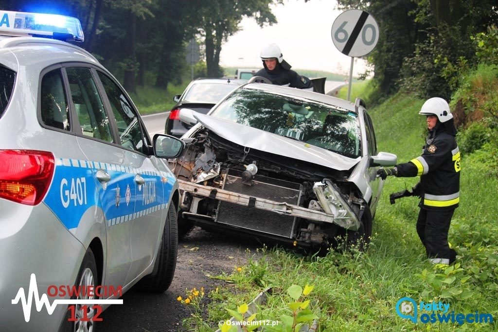 Dzisiaj rano dwa samochody rozbiły się na drodze krajowej w Przeciszowie. Na poślizgi złożyły się śliska od deszczu nawierzchnia i niedostosowana do warunków prędkość.