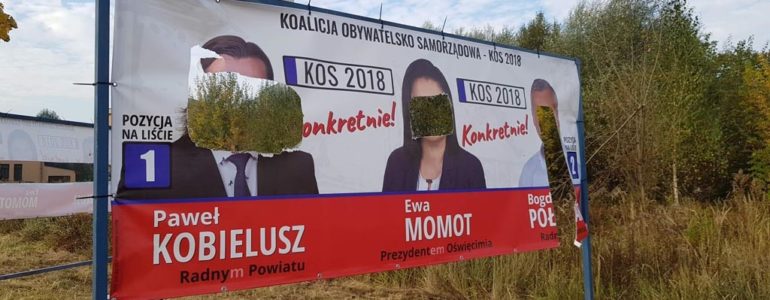 Zdewastowane banery wyborcze, czyli nieuczciwa kampania – FOTO
