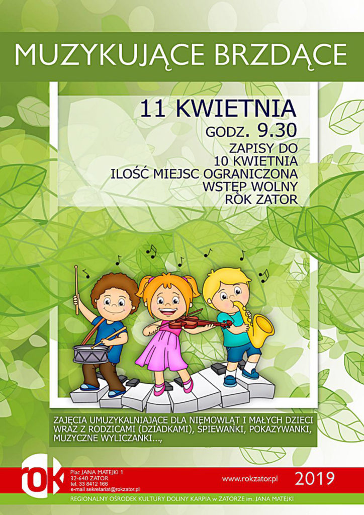 Weź swojego maluszka i przyjdź na nasze zajęcia umuzykalniające - zaprasza Regionalny Ośrodek Kultury w Zatorze. Na zapisy organizatorzy czekają do 10 kwietnia.