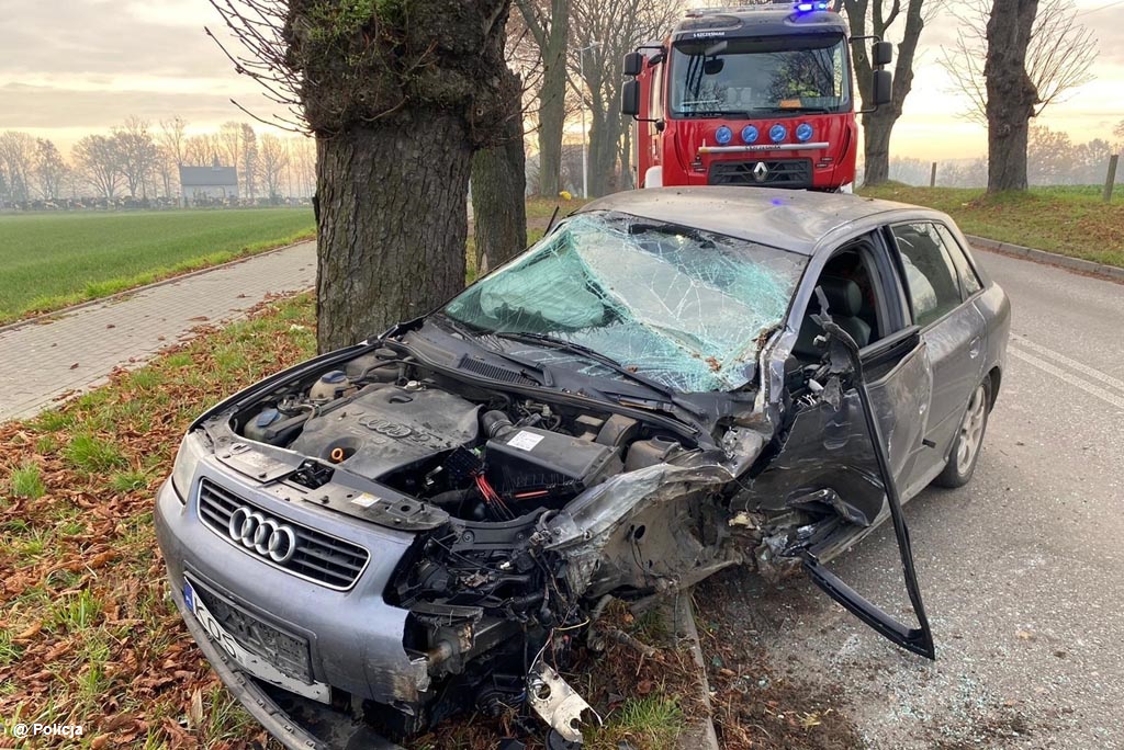 Dzisiaj rano w Polance Wielkiej kierowca audi zasnął za kierownicą. Mężczyzna wracał z pracy z nocnej zmiany. Uderzył samochodem w drzewo.