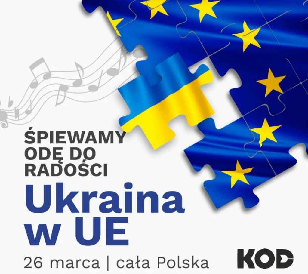 W sobotę w całej Polsce odbędą się manifestacje poparcia członkostwa objętej wojną Ukrainy w Unii Europejskiej (UE). Organizuje je Komitet Obrony Demokracji (KOD).