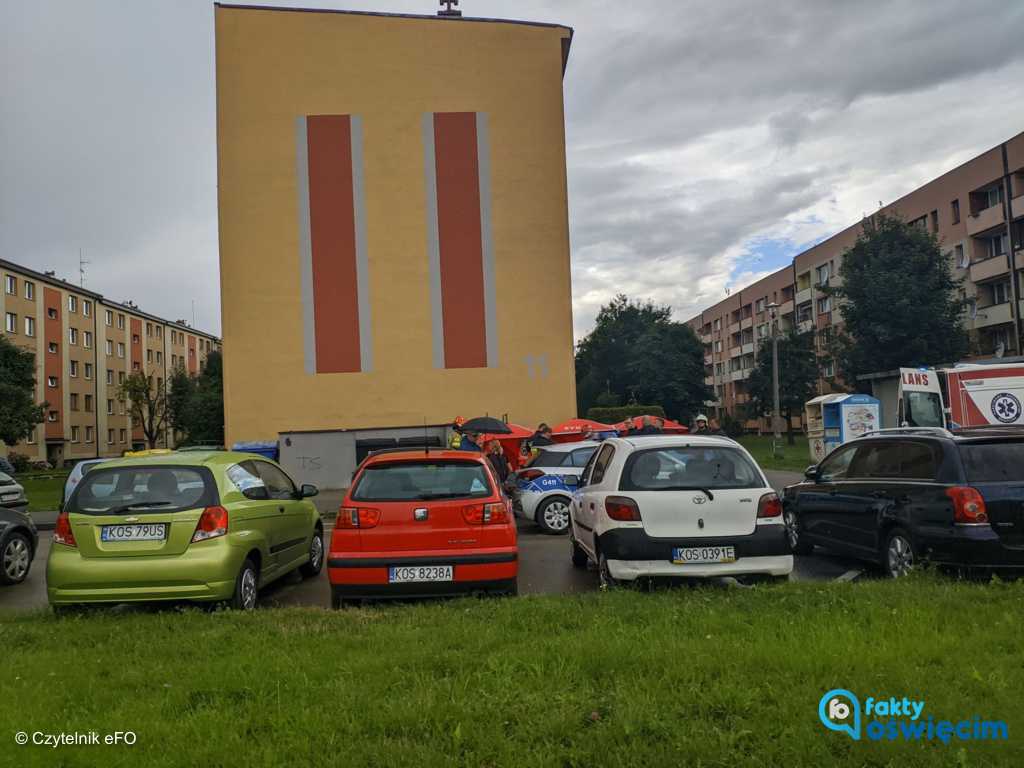 Dramatyczne sceny rozegrały się w poniedziałek przed godziną 15 na parkingu osiedlowym na ulicy Słowackiego w Brzeszczach.