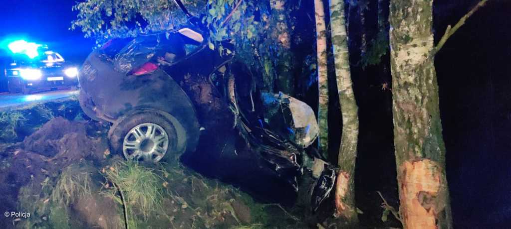 W nocy z czwartku na piątek w Podolszu doszło do poważnego wypadku drogowego. Samochód wypadł z drogi i uderzył w drzewo.