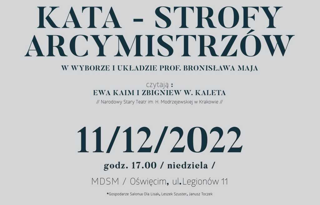 85. Krakowski Salon Poezji w Międzynarodowym Domu Spotkań Młodzieży (MDSM) nosi zagadkowy tytuł „Kata-strofy arcymistrzów”.
