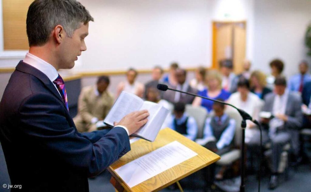 Wykład biblijny w zborze świadków Jehowy