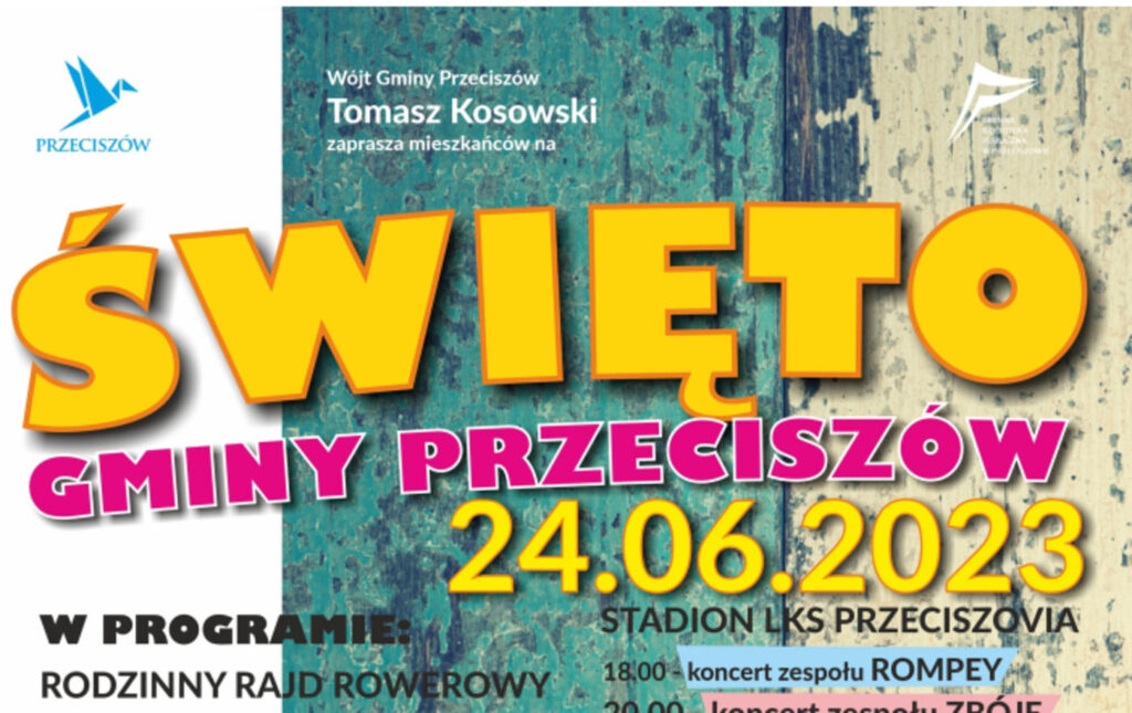 Tomasz Kosowski, wójt zaprasza do wspólnego spędzenia czasu podczas Święta Gminy Przeciszów, które odbędzie się 24 czerwca.