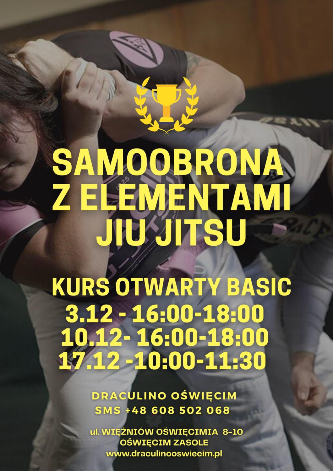 Oświęcimski Klub Sportowy Draculino organizuje otwarty kurs podstaw samoobrony z elementami Jiu-Jitsu dla mieszkańców Oświęcimia i okolic.