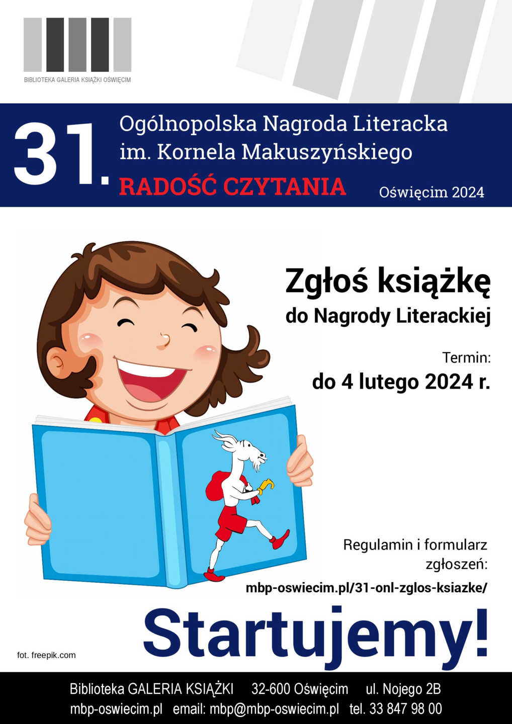 Wystartowała 31. edycja Ogólnopolskiej Nagrody Literackiej im. Kornela Makuszyńskiego. Organizatorem jest oświęcimska książnica.