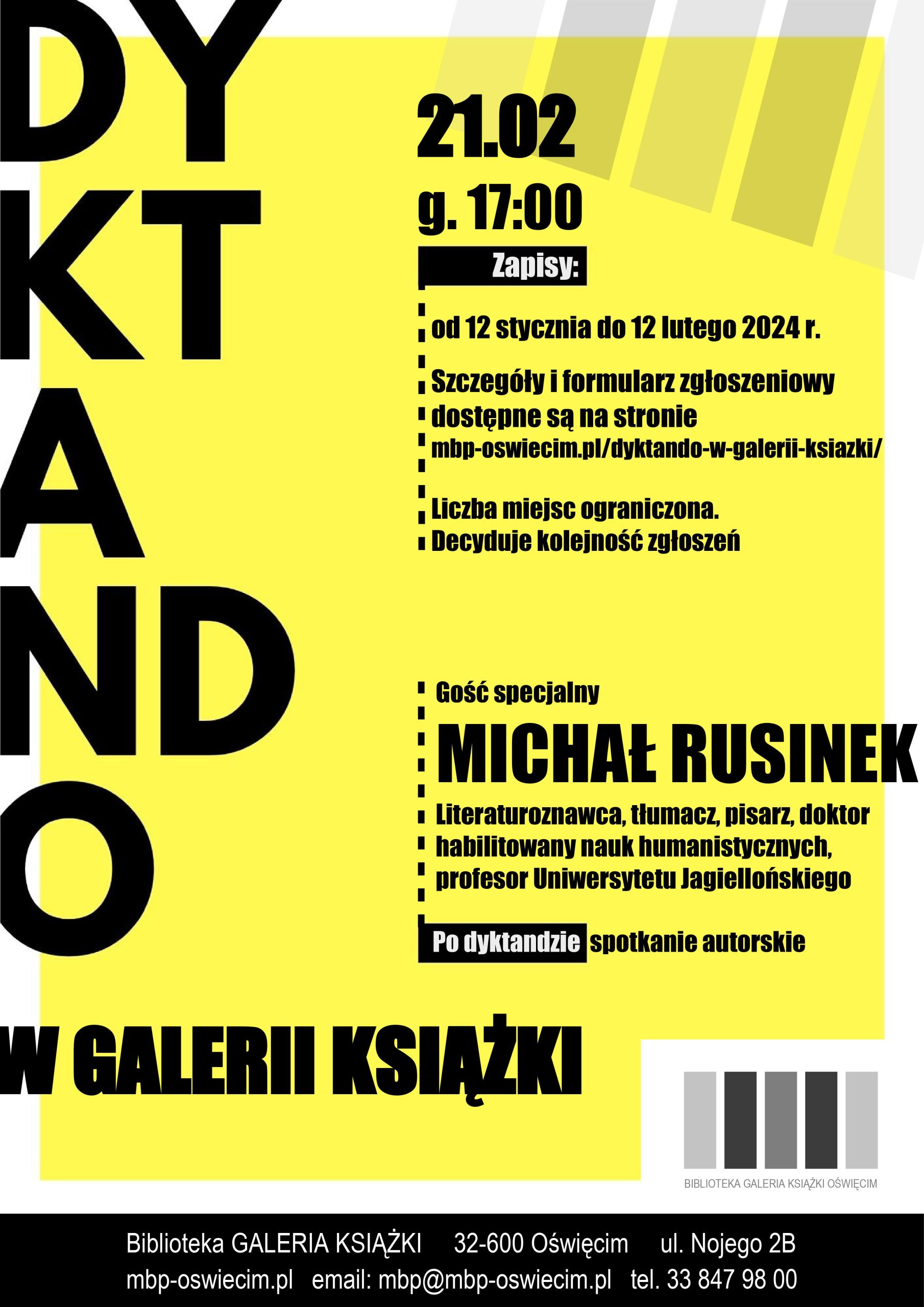 Wielka gratka dla wszystkich miłośników ortografii. Oświęcimska książnica zaprasza na Dyktando z Galeria Książki.