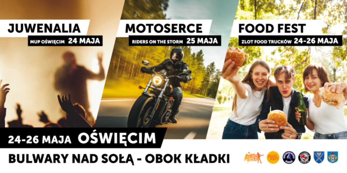 Juwenalia, food trucki oraz charytatywne wydarzenie to propozycje do spędzenia wolnego czasu w weekend 24-26 maja na Bulwarach w Oświęcimiu.