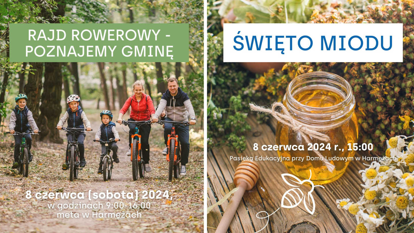 Aż dwa wydarzenia odbędą się 8 czerwca w gminie Oświęcim: Rajd Rowerowy - Poznajemy Gminę oraz Święto Miodu w Harmężach.