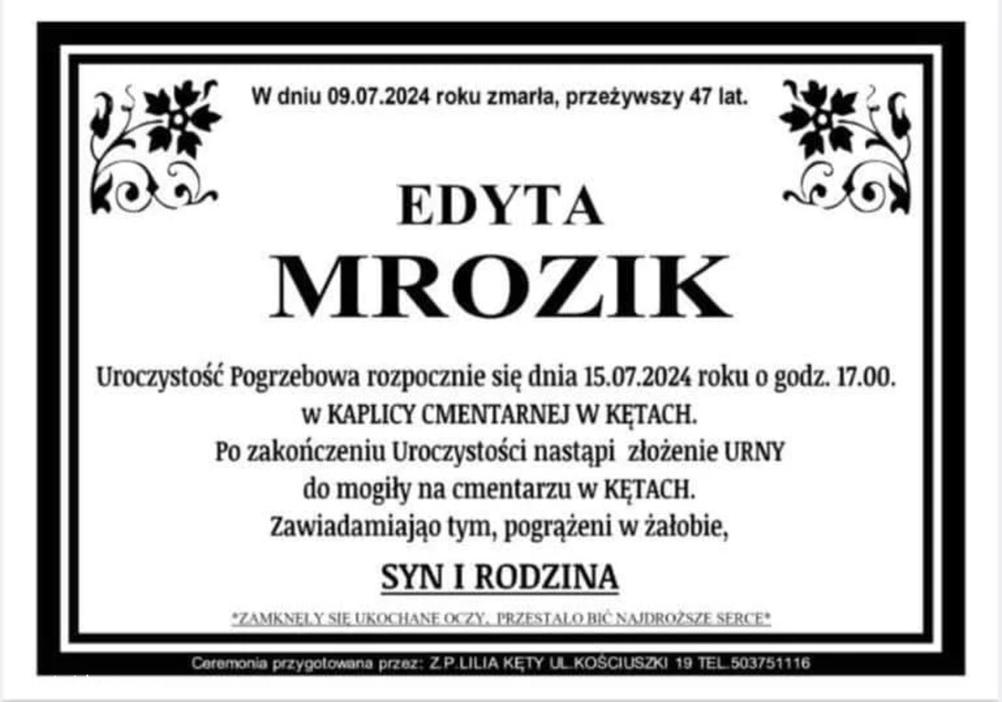 Zmarła Edyta Mrozik, nauczycielka Powiatowego Zespołu nr 10 Szkół Mechaniczno-Elektrycznych im. Mikołaja Kopernika w Kętach