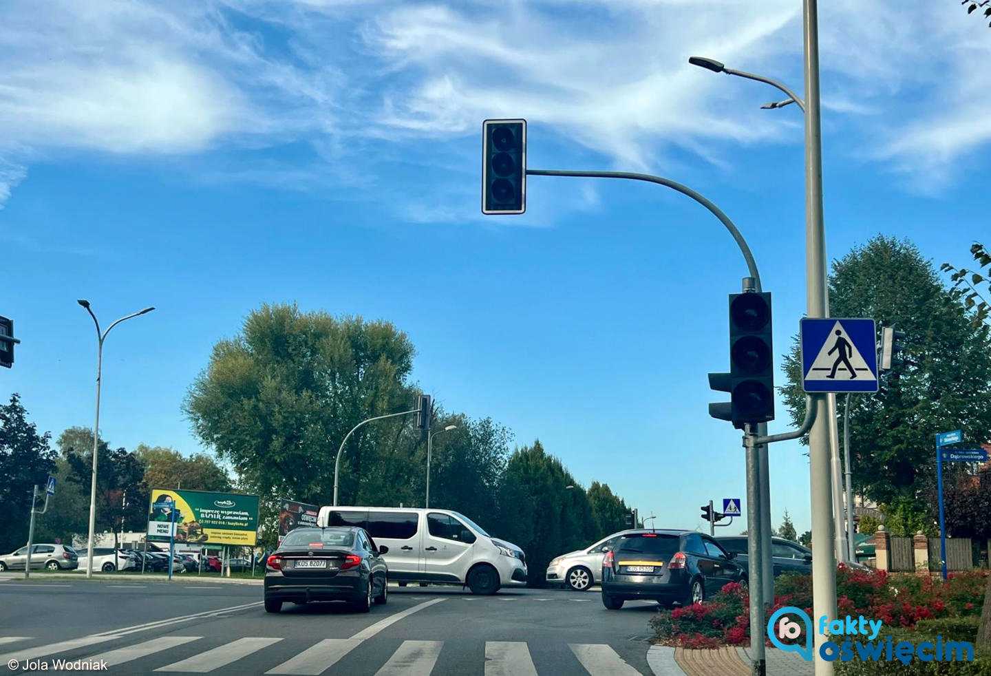 Skrzyżowanie ulic Dąbrowskiego i Słowackiego w Oświęcimiu