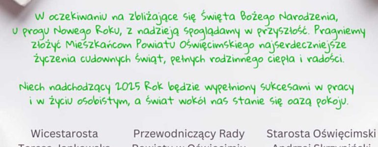 Życzenia dla Mieszkańców Powiatu Oświęcimskiego